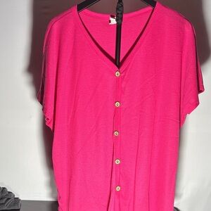 7th Ray Hot Pink Button-Down Women's Top